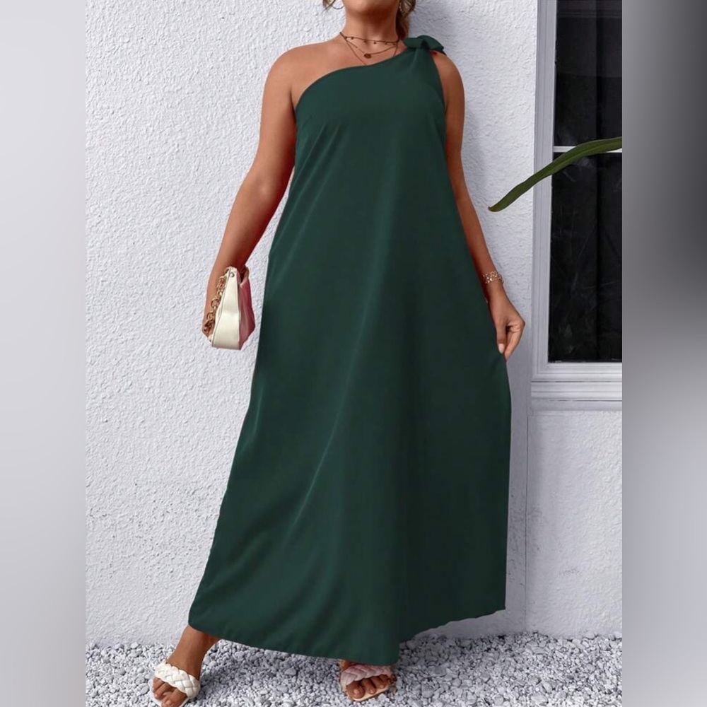 SHEIN One Shoulder Split Thigh Shift Dress